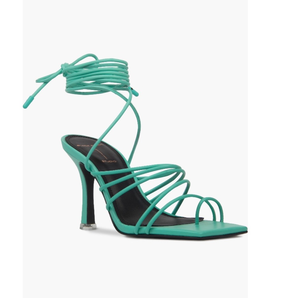 Black Suede Studio Luisa Ankle Tie Electric Green Leather Women’s Size EU 39